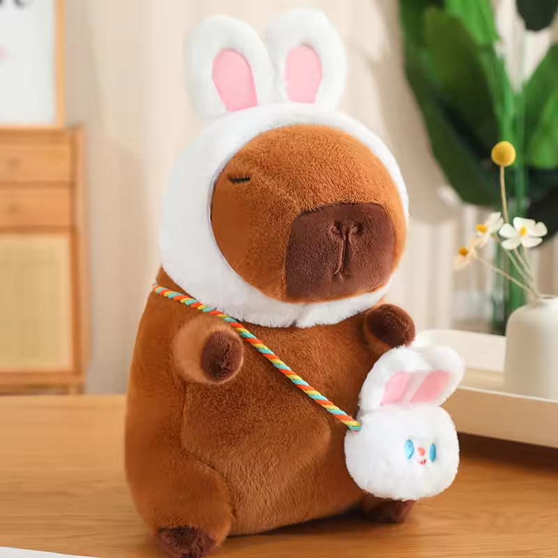 Pink Bunny Ears Headband & Bag Capybara Plush