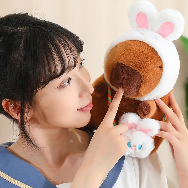 Pink Bunny Ears Headband & Bag Capybara Plush