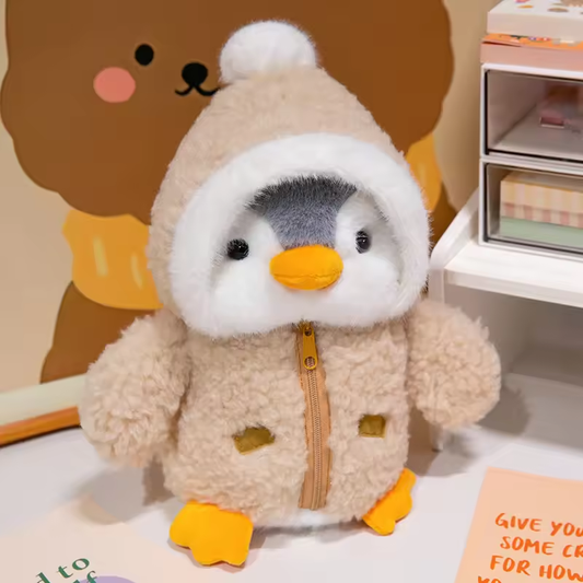 Cream Cotton Padded Winter Penguin Plush
