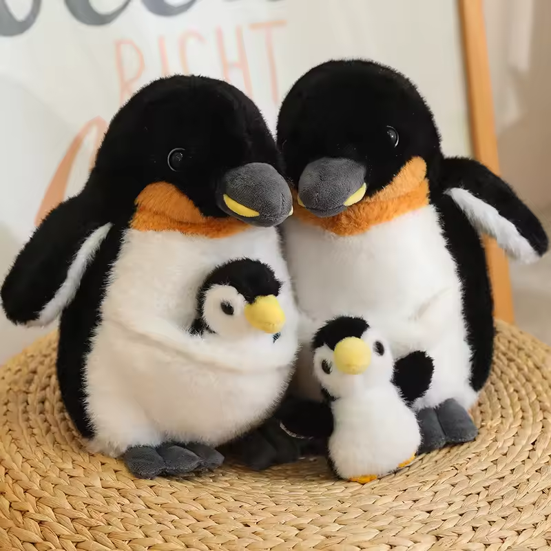 Adorable Mother & Baby Penguin Plush