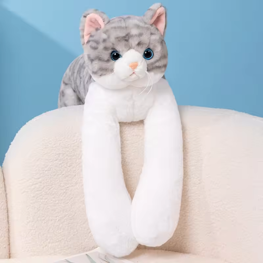 Fluffy Long Weighted Arms Tabby Cat Plush