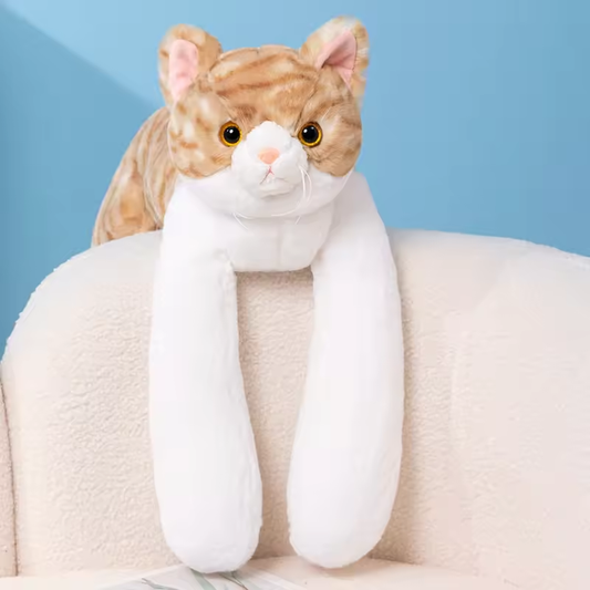 Fluffy Long Weighted Arms Orange Cat Plush