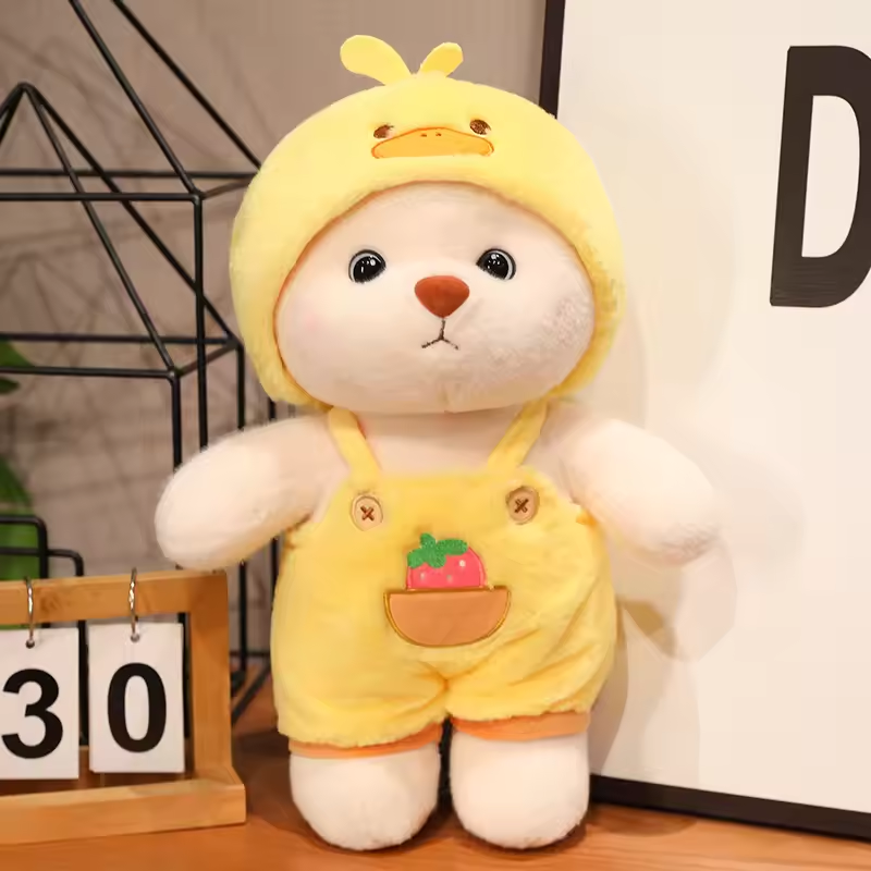 Duck Denim Overall Teddy Bear Fluffy Plush