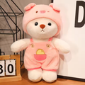 Pig Denim Overall Teddy Bear Fluffy Plush