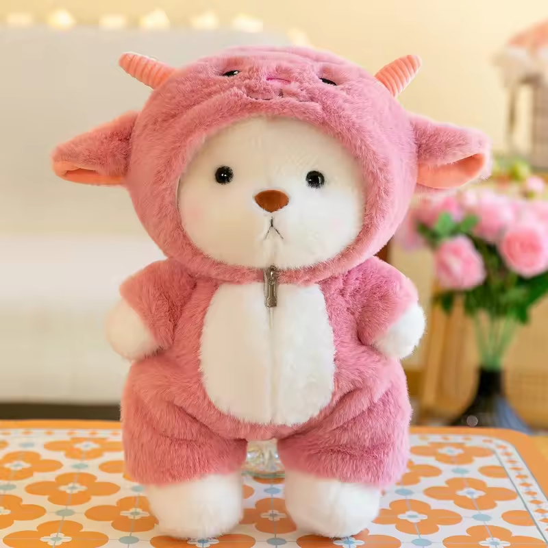 Pink Goat Teddy Bear Fluffy Plush
