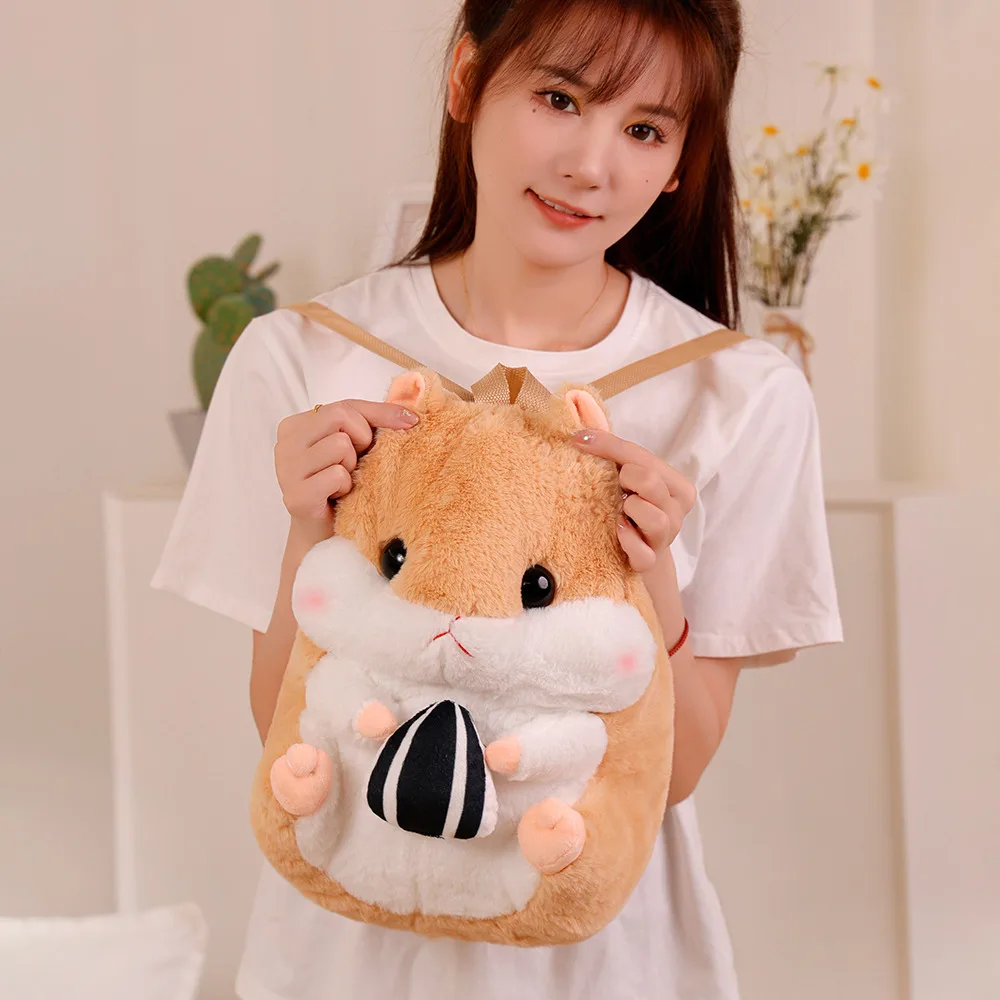Brown Hamster Eating Seed Fluffy Backpack