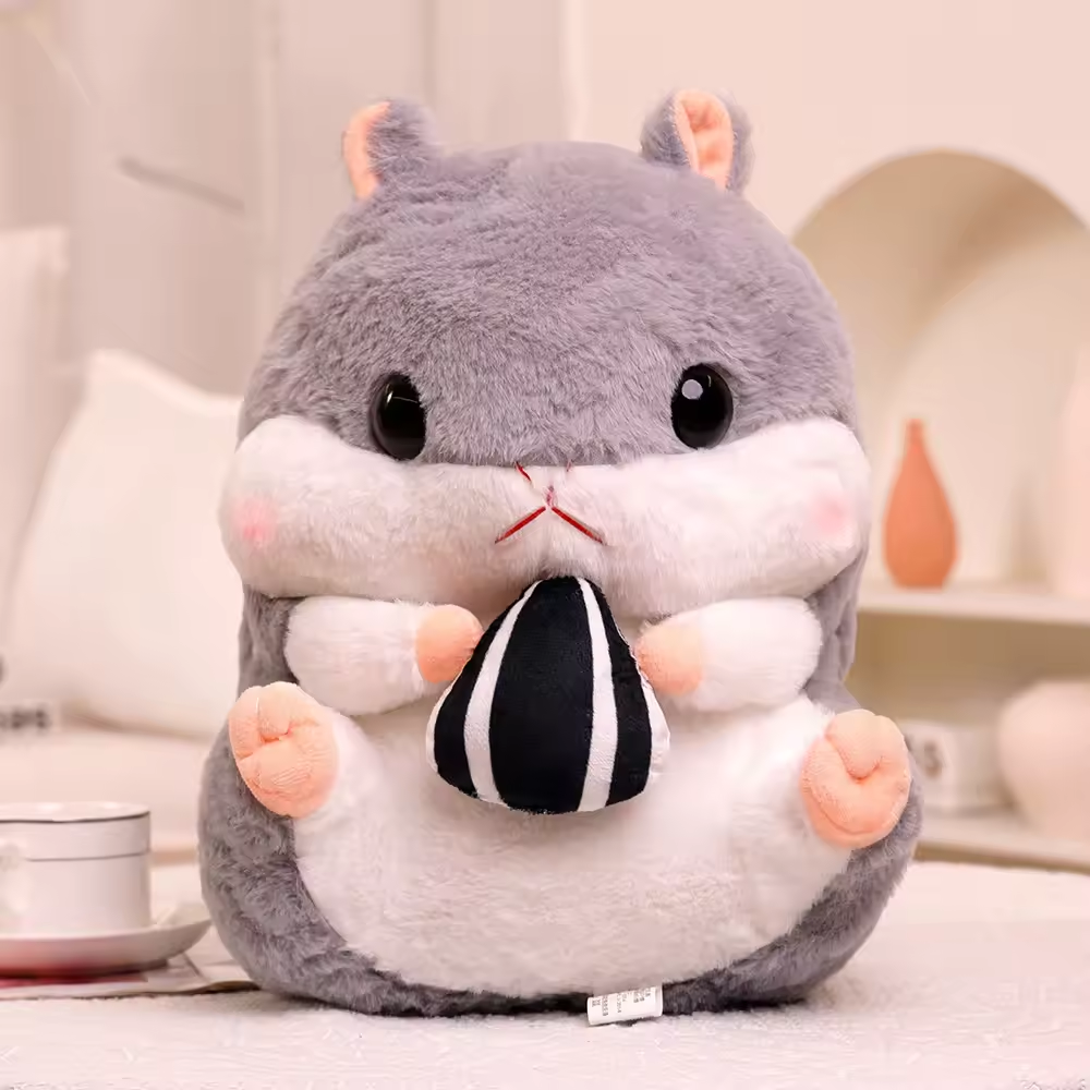 Hand Warmer Grey Hamster Eating Seed Fluffy Blanket & Backpack