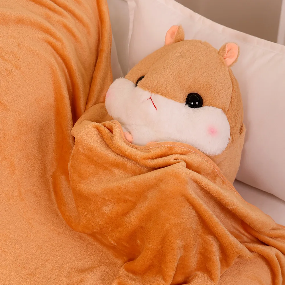 Hand Warmer Brown Hamster Eating Seed Fluffy Blanket Plush
