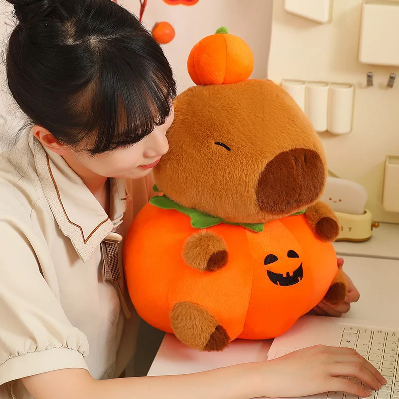Cute Halloween Pumpkin Capybara Plush