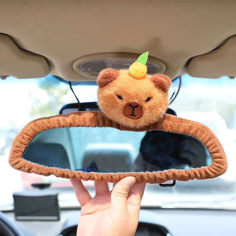Fluffy Rear View Mirror Capybara Cover