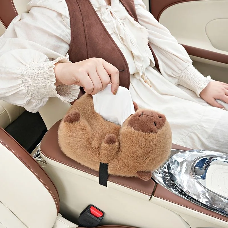 Fluffy Capybara Car Tissue Box