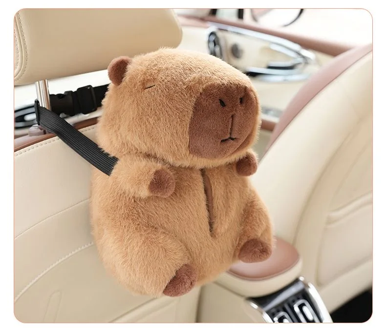 Fluffy Capybara Car Tissue Box