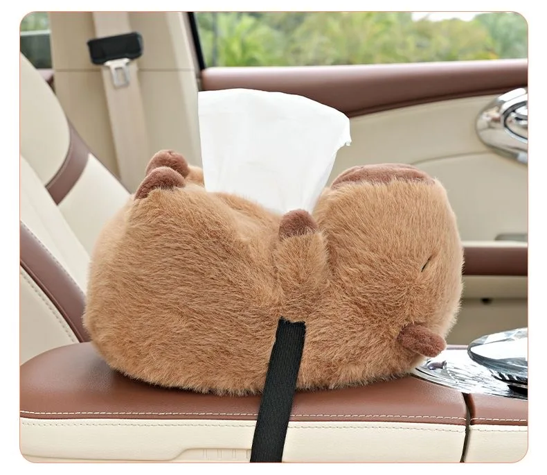Fluffy Capybara Car Tissue Box