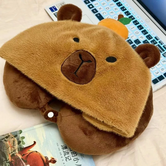 Capybara Fluffy Hat U Pillow Plush
