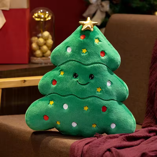 Kawaii Smiling Christmas Tree Pillow Plush