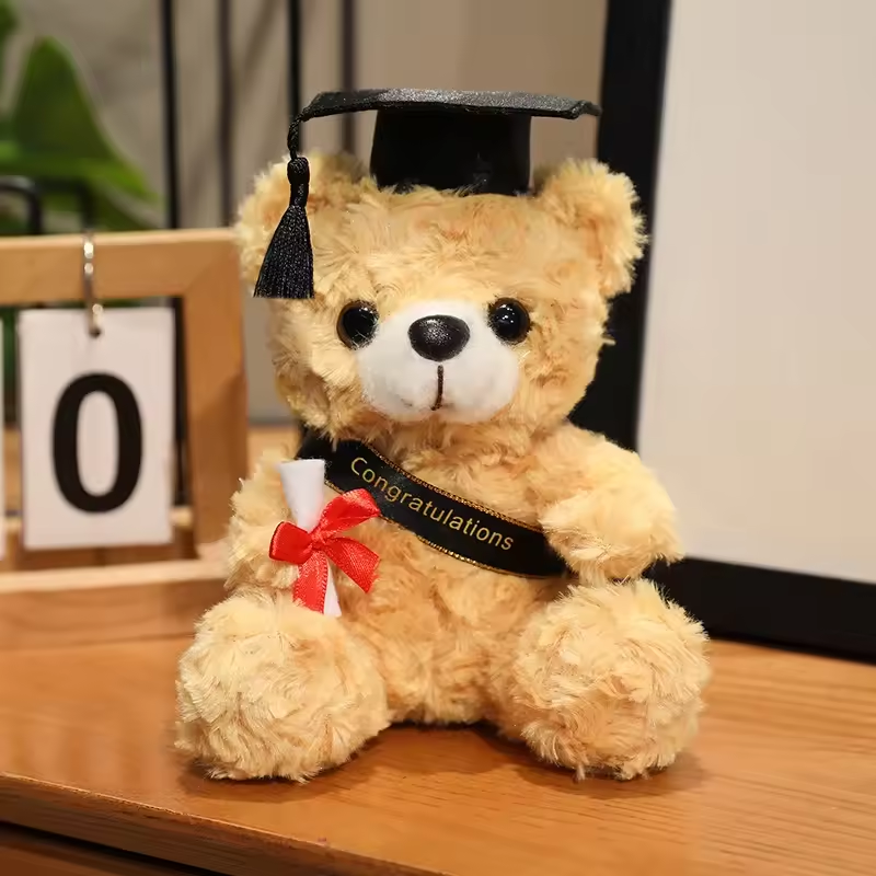 Black Ribbon & Hat Graduating Bear Plush