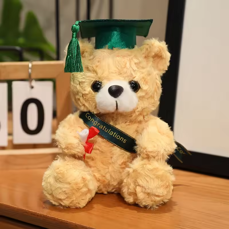 Green Ribbon & Hat Graduating Bear Plush