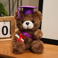 Purple Ribbon & Hat Graduating Brown Bear Plush