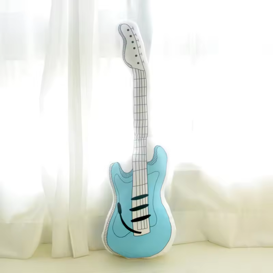 Blue Electric Guitar Pillow Plush