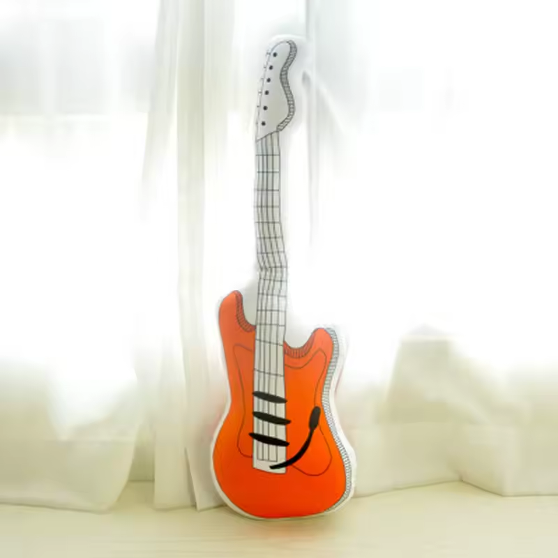 Orange Electric Guitar Pillow Plush