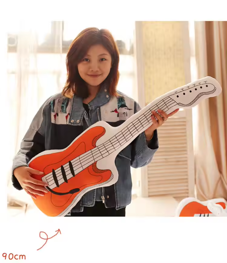 Orange Electric Guitar Pillow Plush