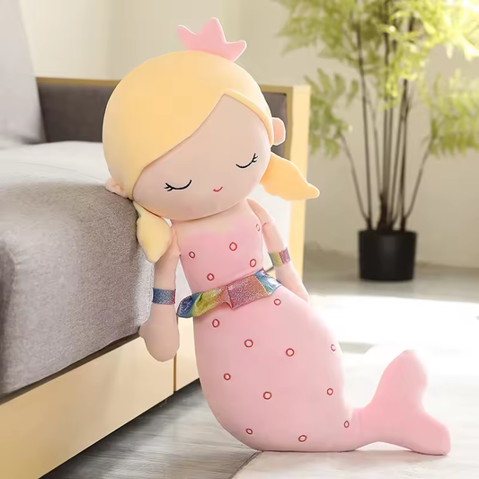 Big Pink Dotted Mermaid Plush