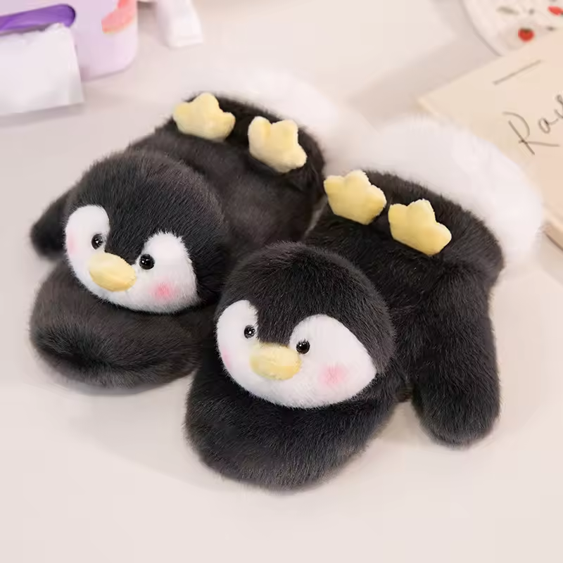 Fluffy Penguin Plush Gloves