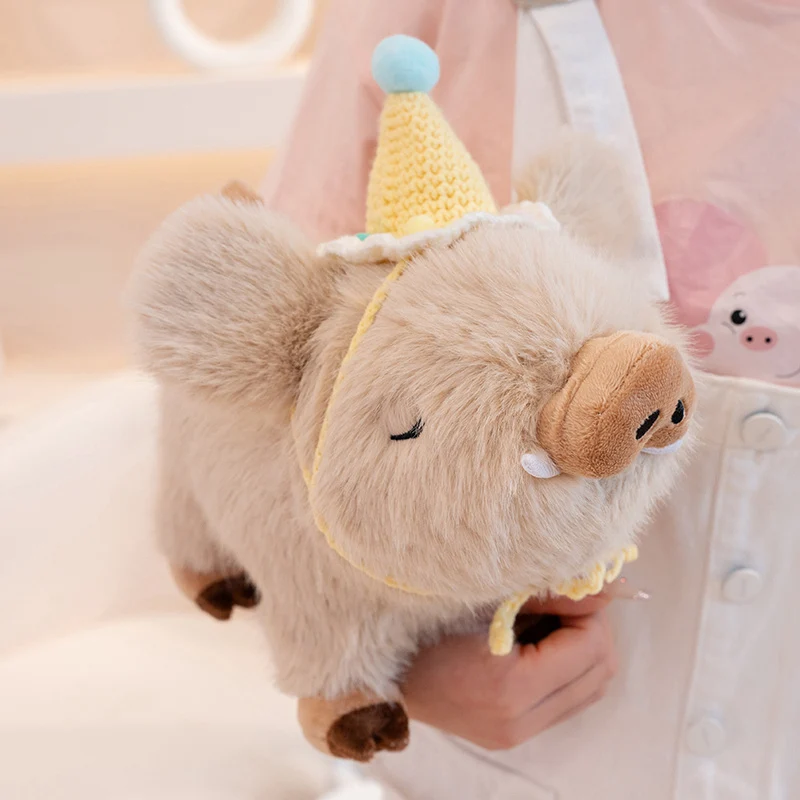 Light Brown Crochet Hat Fluffy Boar Plush
