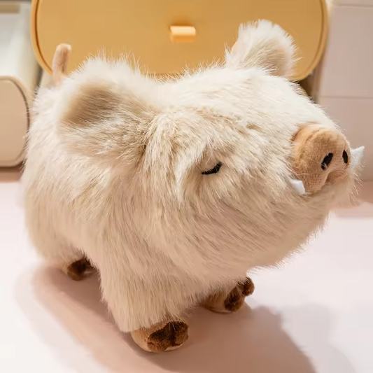 Light Brown Fluffy Boar Plush