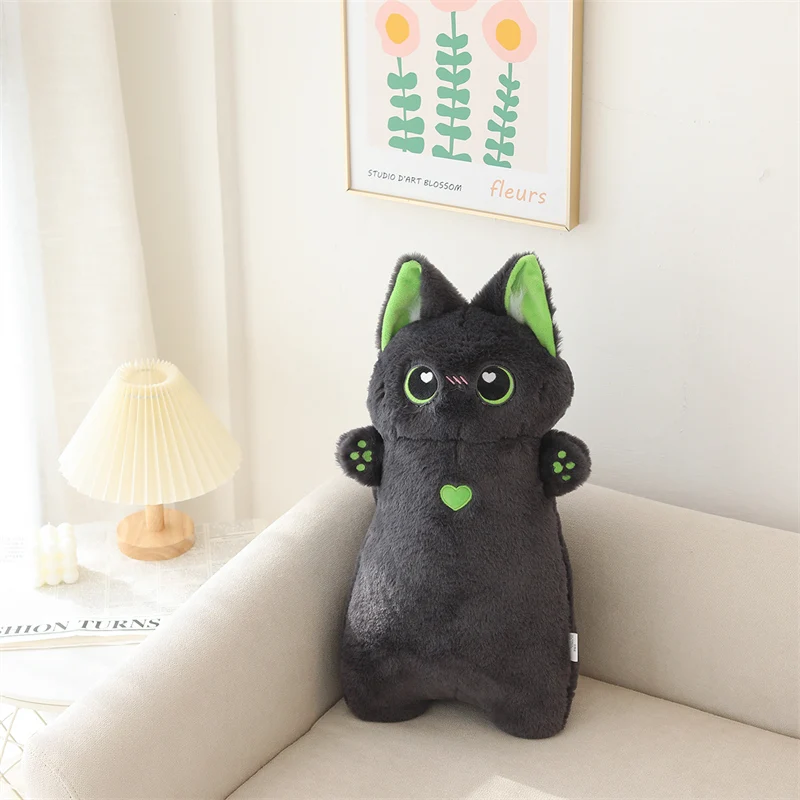 Black & Green Long Cat Fluffy Plush