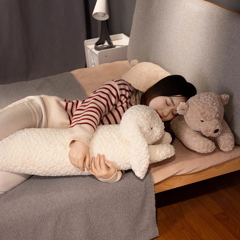 Long Fuzzy White Bear Pillow Plush