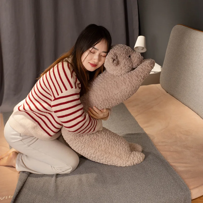 Long Fuzzy Brown Bear Pillow Plush