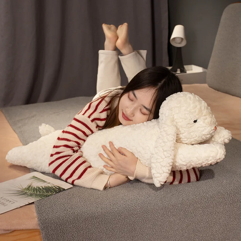 Long Fuzzy Bunny Pillow Plush
