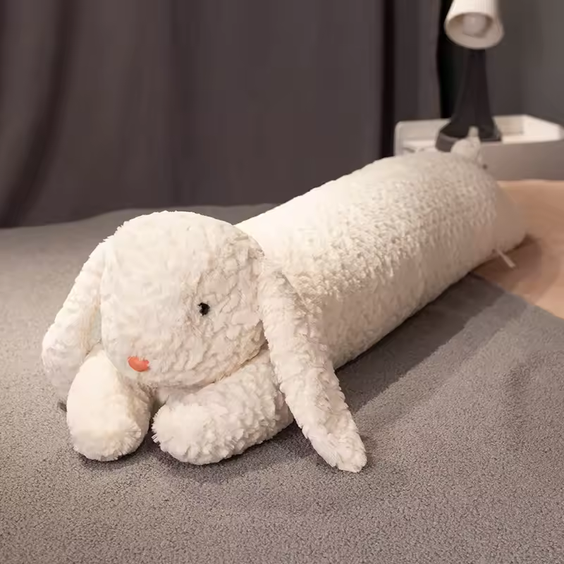 Long Fuzzy Bunny Pillow Plush