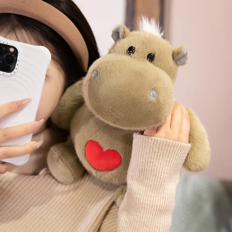 Brown Fluffy Love Hippo Plush