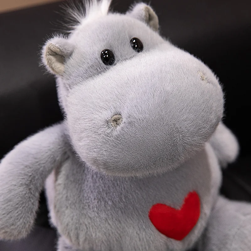 Grey Fluffy Love Hippo Plush