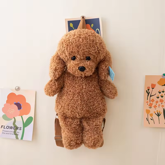Brown Fuzzy Teddy Dog Backpack