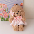 Girly Brown Fuzzy Teddy Dog With Dress Backpack