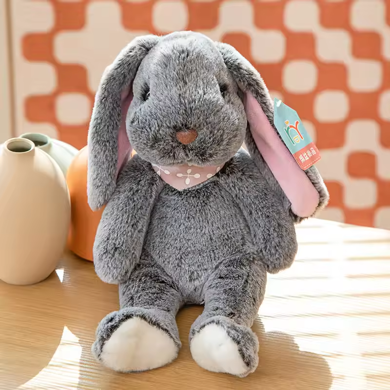 Soft Fluffy Dark Grey Bunny Plush