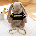 Fluffy Knitted Black & Yellow Sweater Brown Bunny Plush