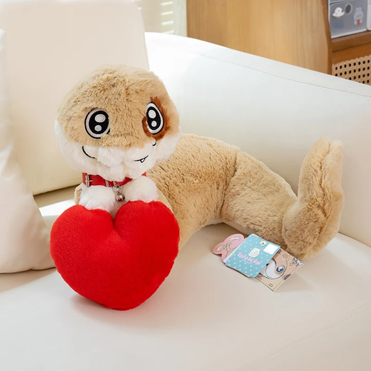 Adorable Fluffy Snake Red Heart Plush