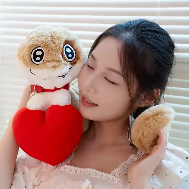 Adorable Fluffy Snake Red Heart Plush
