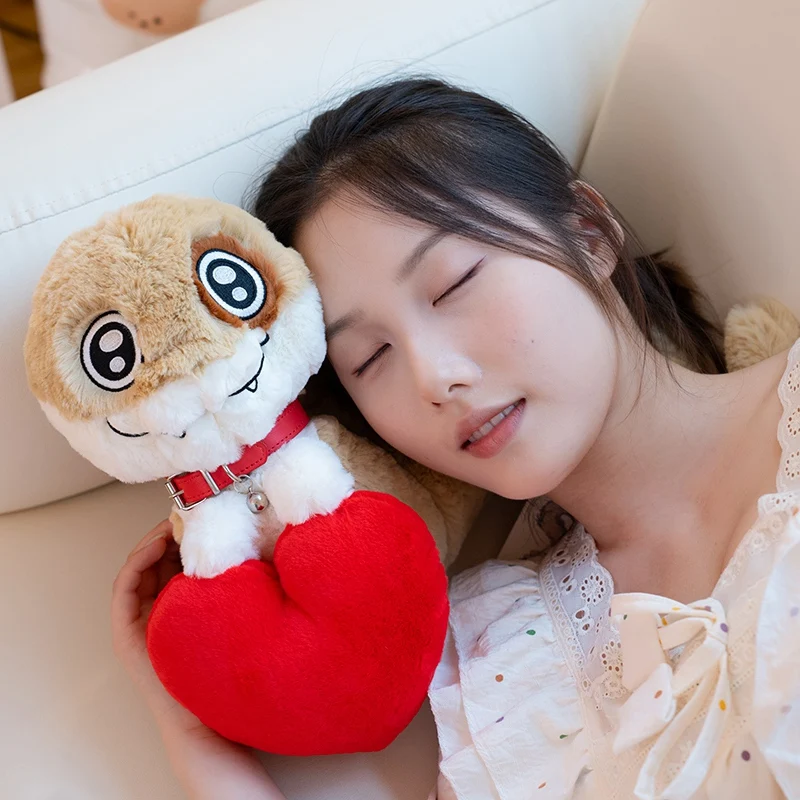 Adorable Fluffy Snake Red Heart Plush