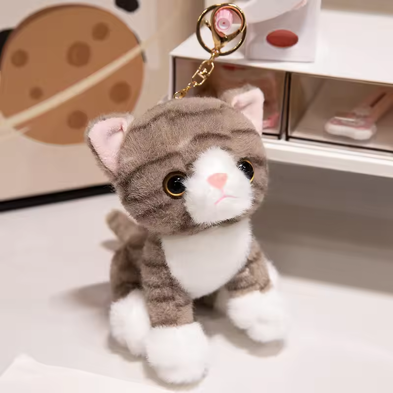 Tabby Fluffy Cat Keychain