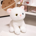 Yellow & Blue Eyes White Fluffy Cat Keychain