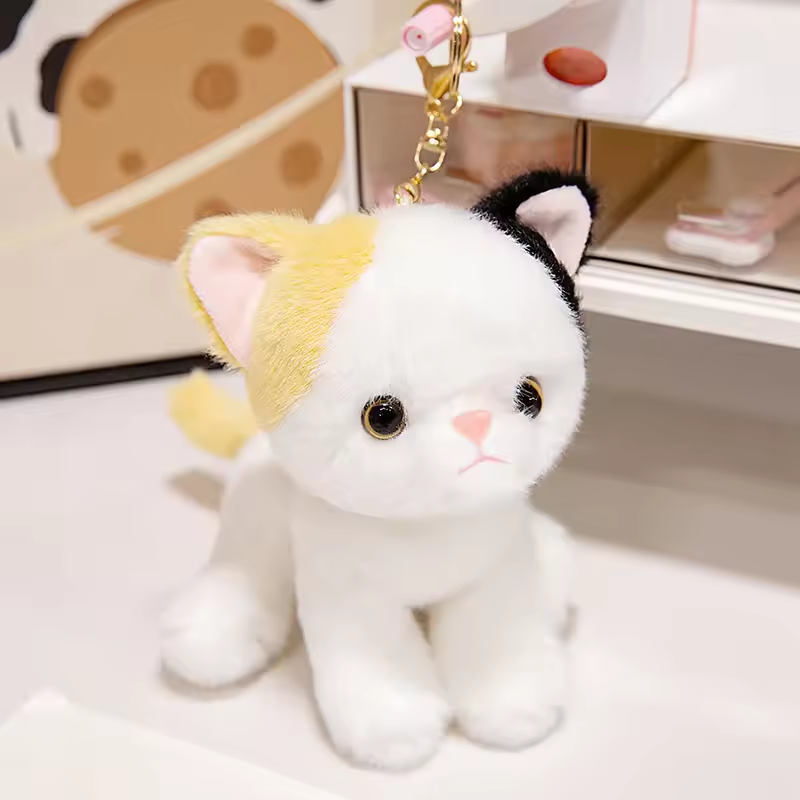Tricolor Fluffy Cat Keychain