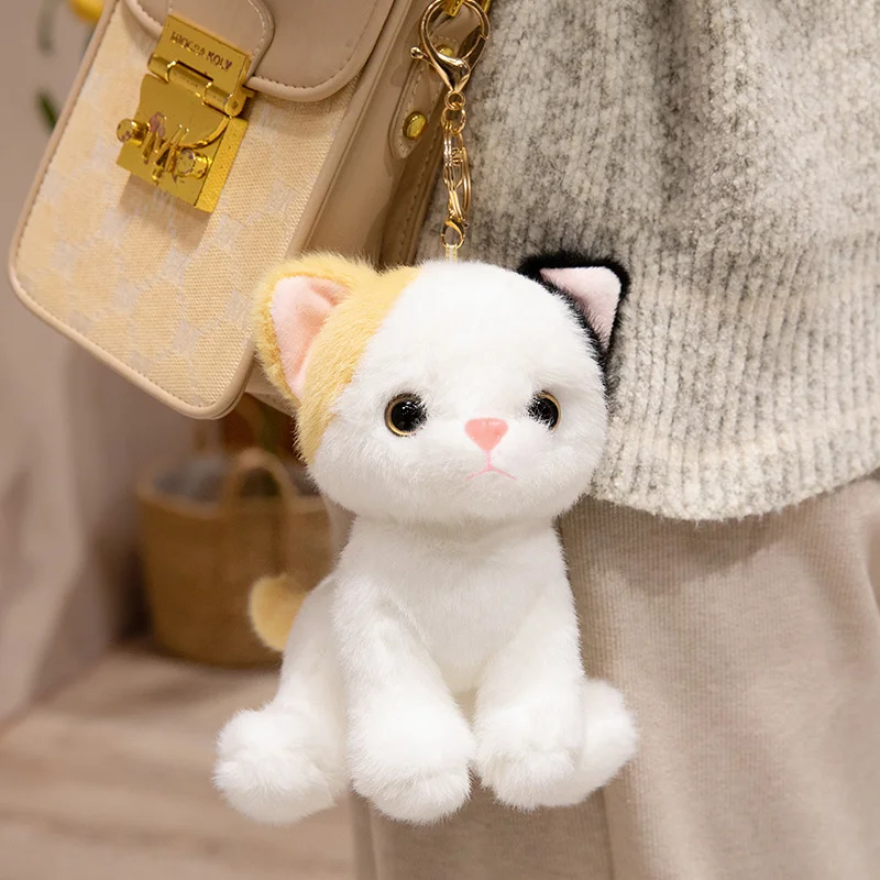 Tricolor Fluffy Cat Keychain