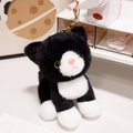 Black & White Fluffy Cat Keychain