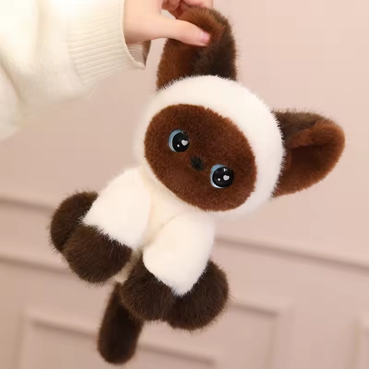 Brown Siamese Cat Fluffy Plush