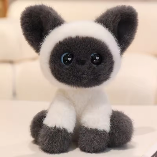 Grey Siamese Cat Fluffy Plush